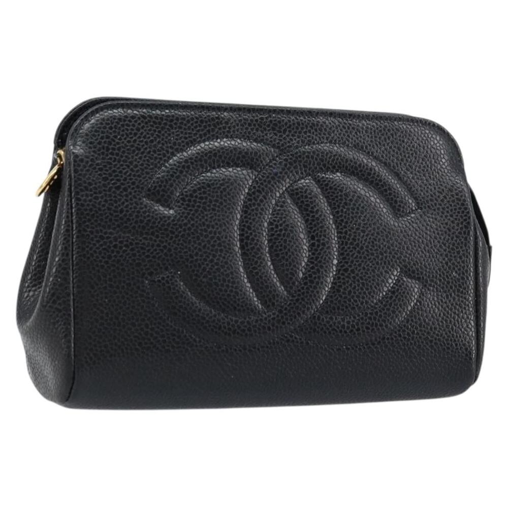 Chanel Pouch Caviar Skin Black Gold CC - Picture 1 of 6